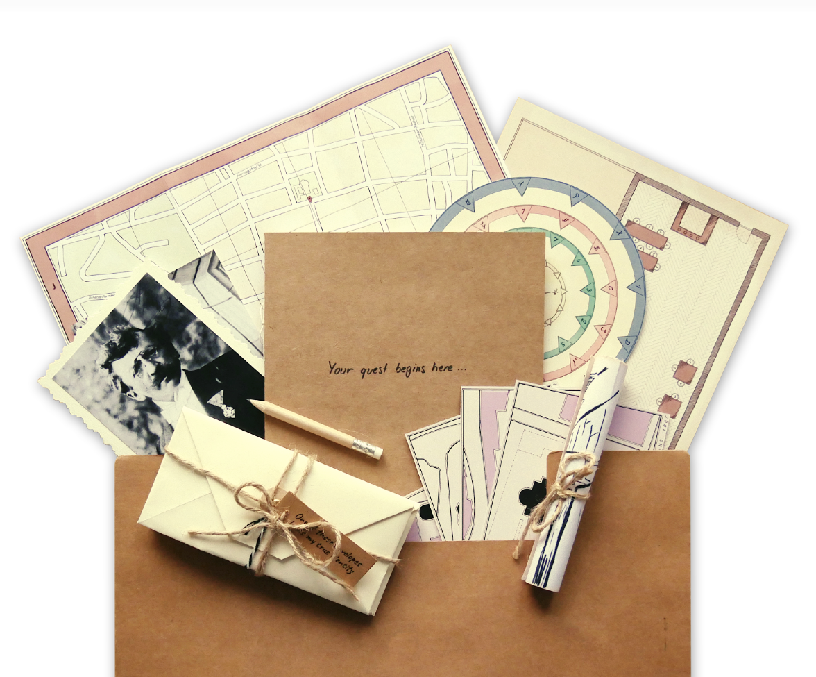 Envelope with puzzles and other materials of the queen of schwabylon City Puzzle Quest falling out.